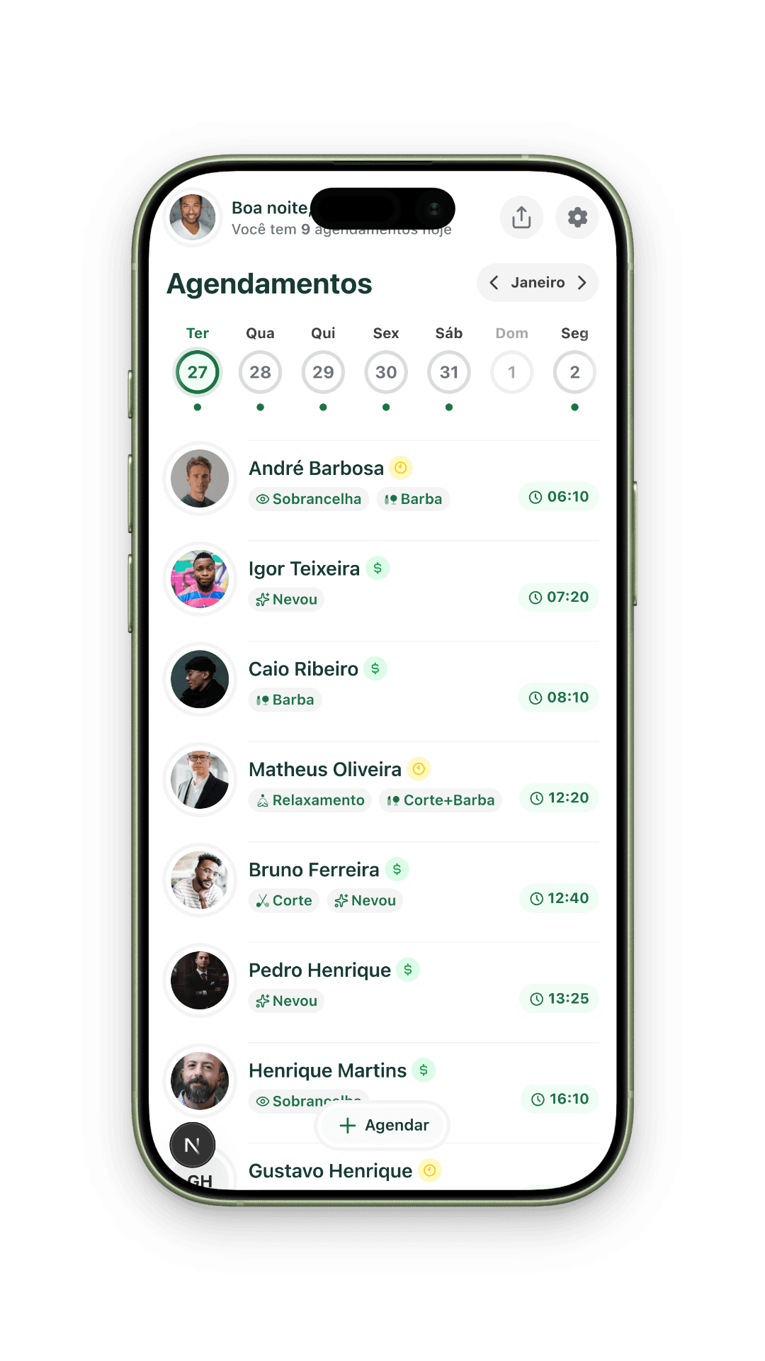 Zaptor App — Dashboard de agendamentos